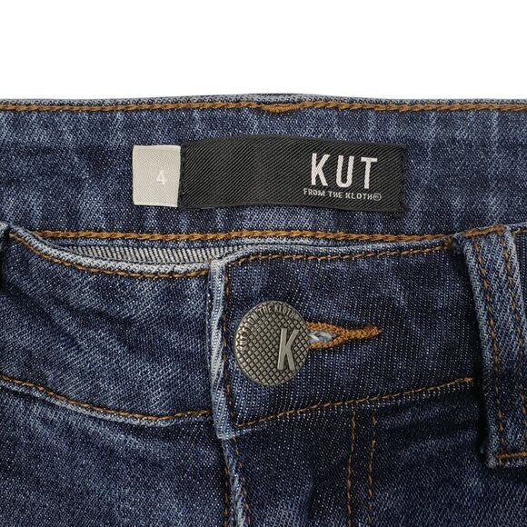 Kut from the Kloth Reese Ankle Straight Jeans Womens 4 Distressed Fray Hem Mid R - Picture 4 of 12